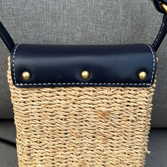 TORY BURCH Miller Straw Phone Crossbody - Midnight - Picture 15 of 16